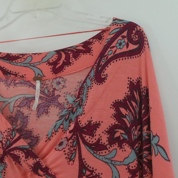 Free People Maui Wowie V-Neck Poncho Top Women's S Passion Flower Pink Oversize - Picture 8 of 10